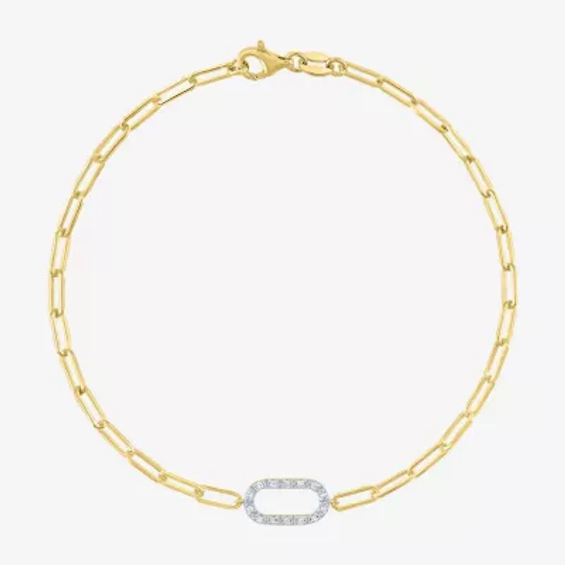 Yes, Please! (G-H / I1-I2) Womens 14K Gold Over Silver 8 Inch Paperclip Chain Bracelet