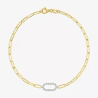 Yes, Please! (G-H / I1-I2) Womens 14K Gold Over Silver 8 Inch Paperclip Chain Bracelet