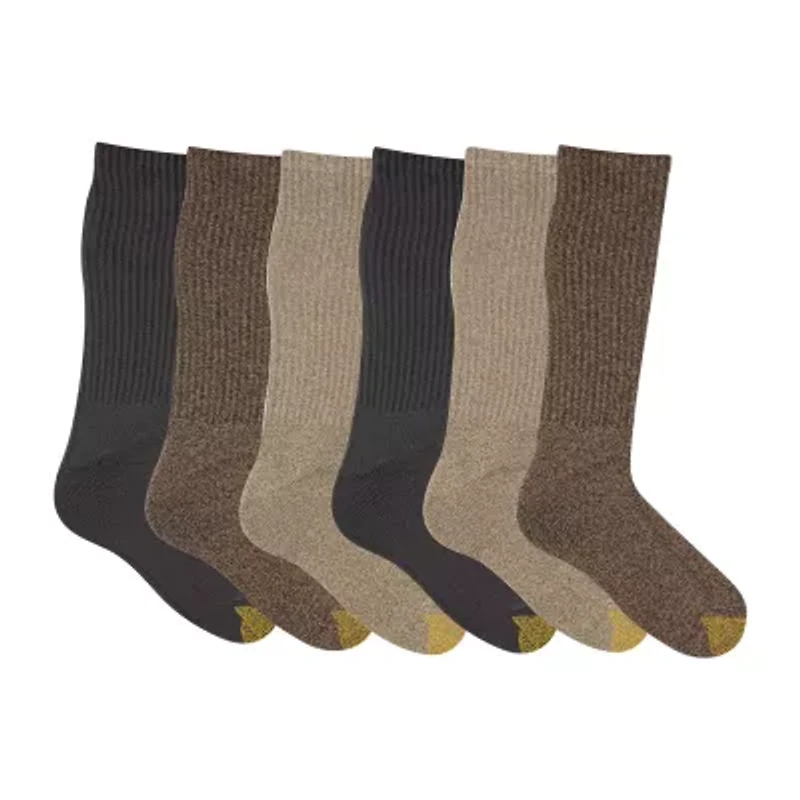 Gold Toe Harrington Mens 6 Pair Big and Tall Crew Socks
