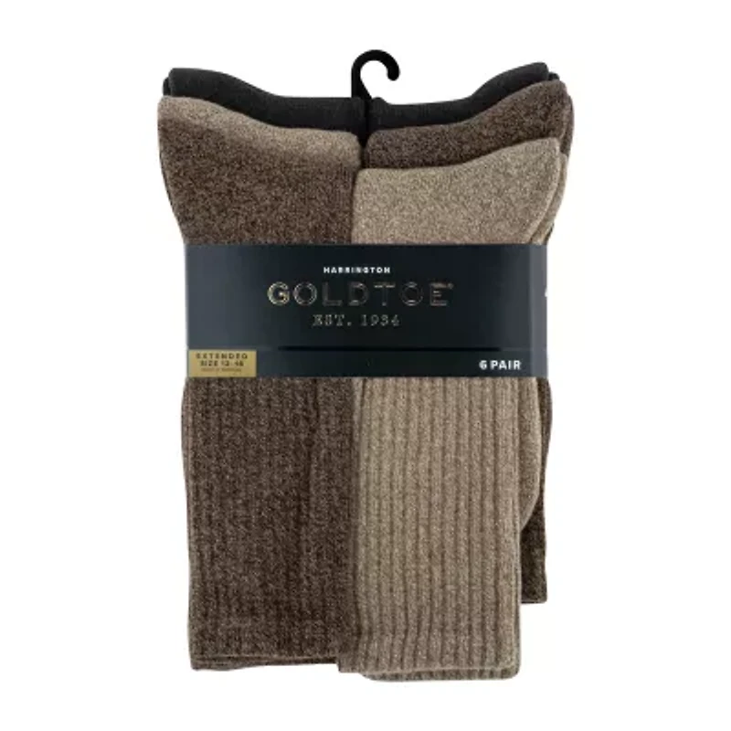 Gold Toe Harrington Mens 6 Pair Big and Tall Crew Socks