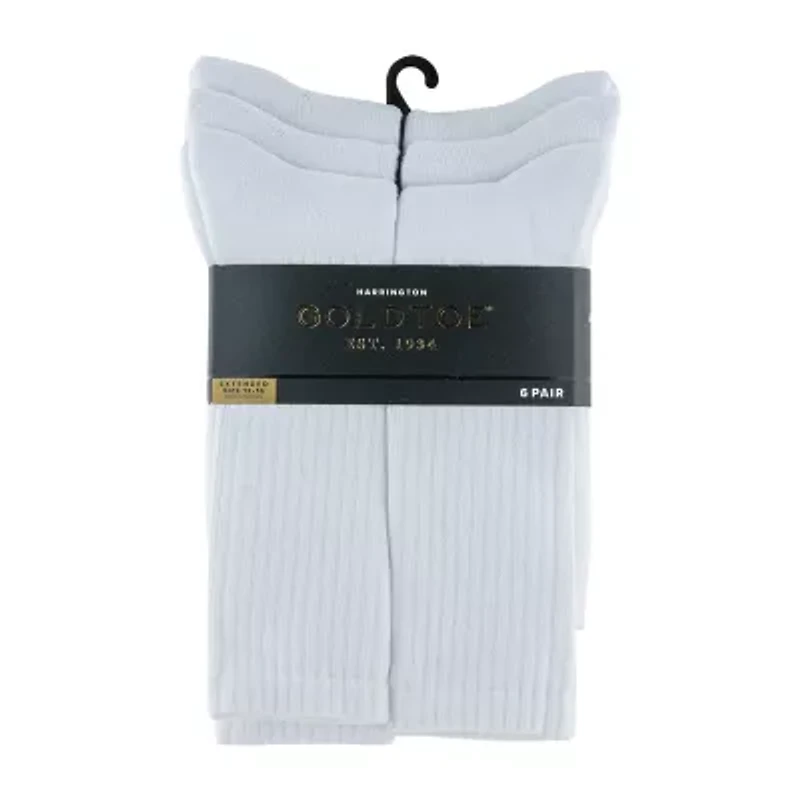 Gold Toe Harrington Mens 6 Pair Big and Tall Crew Socks