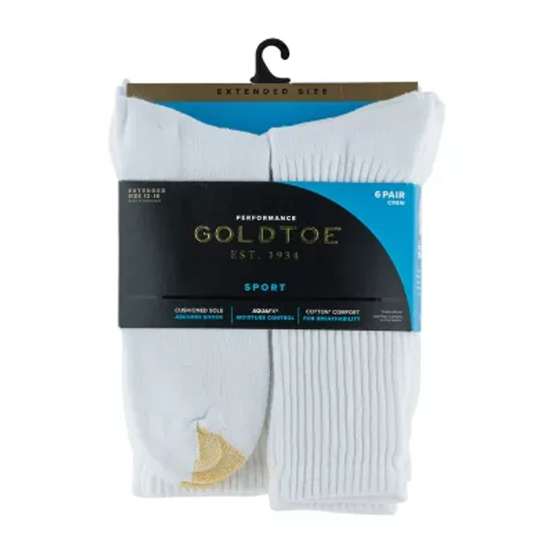 Gold Toe Athletic Sport Mens 6 Pair Big and Tall Crew Socks