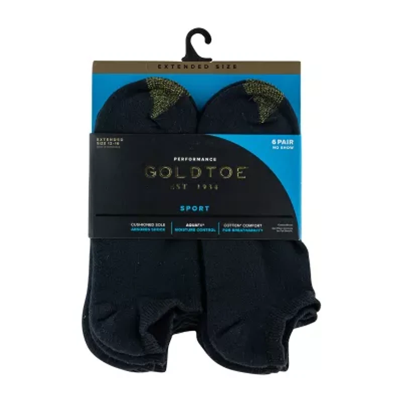 Gold Toe Athletic Sport Mens Multi-Pack 6 Pair Big and Tall No Show Socks
