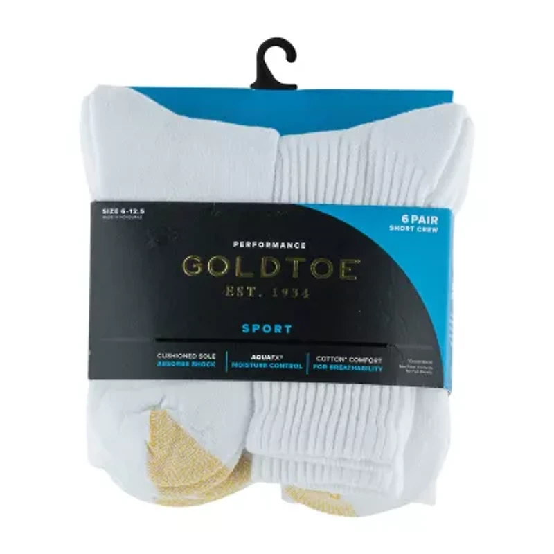 Gold Toe Athletic Sport Short Mens 6 Pair Crew Socks