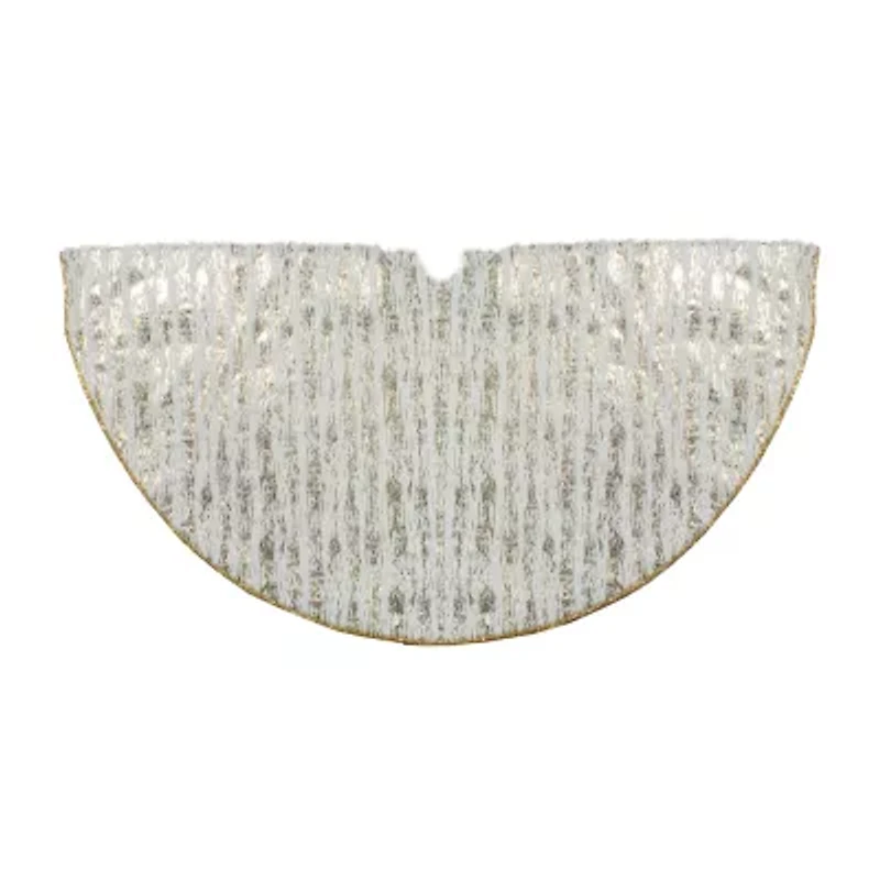 Northlight Wood Grain Pattern And Faux Fur Indoor Tree Skirt