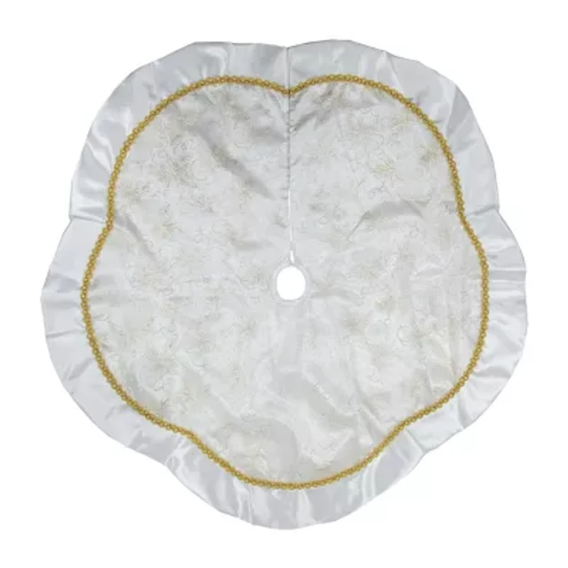 Northlight Poinsettia Scalloped Indoor Tree Skirt