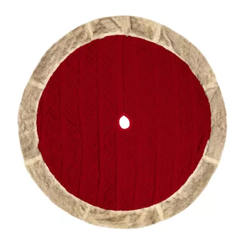 Northlight Cable Knit Faux Fur Indoor Tree Skirt