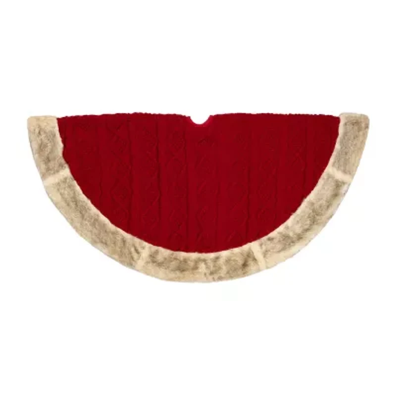 Northlight Cable Knit  Faux Fur Indoor Tree Skirt