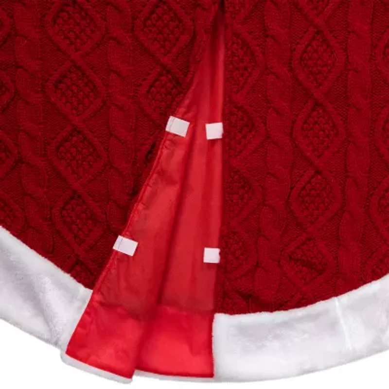 Northlight Cable Knit  With Faux Fur Trim Indoor Tree Skirt
