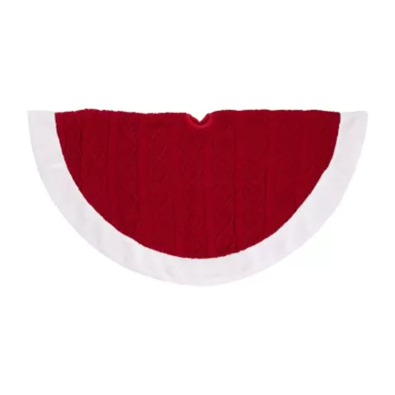 Northlight Cable Knit  With Faux Fur Trim Indoor Tree Skirt