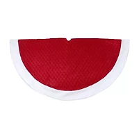 Northlight Red And White Quilted Faux Fur Trim Indoor Tree Skirt