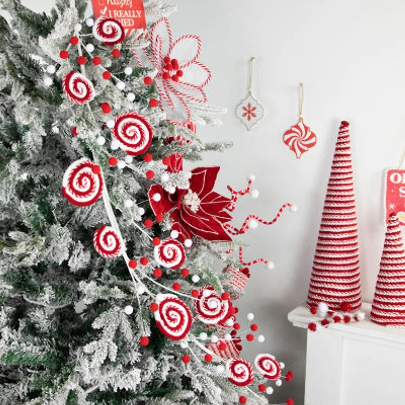 Northlight 30in Candy Cane And Pom Poms Christmas Indoor Garland