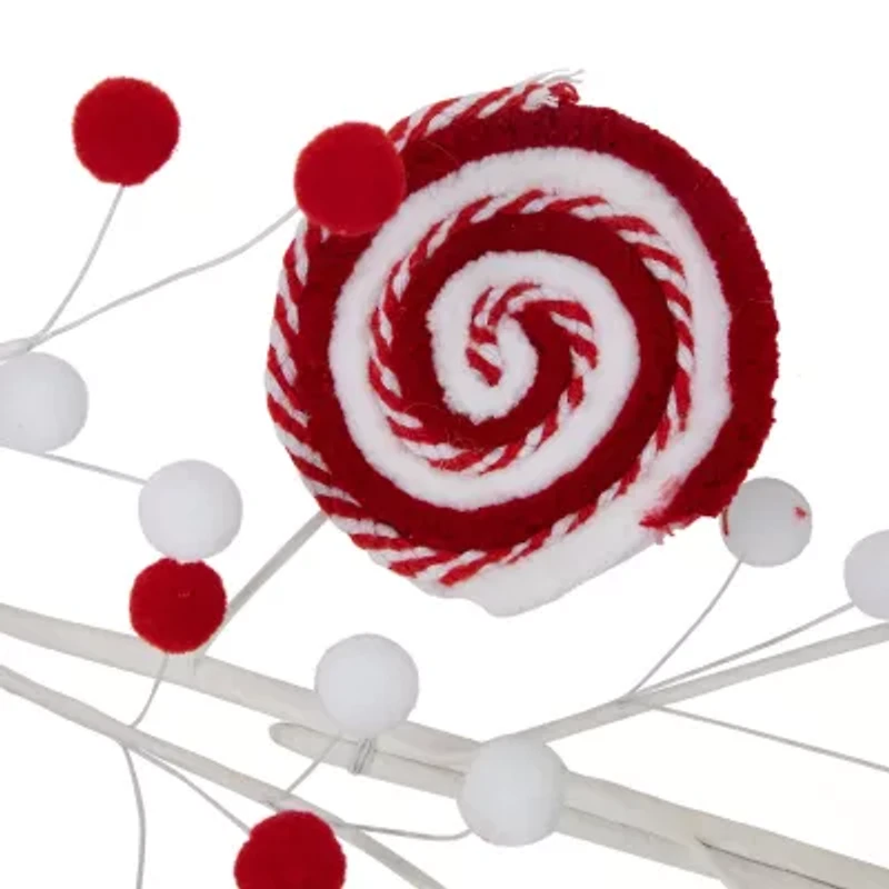 Northlight 30in Candy Cane And Pom Poms Christmas Indoor Garland