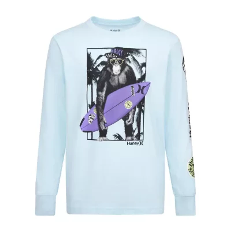 Hurley Big Kid Boys Crew Neck Long Sleeve Regular Fit Graphic T-Shirt