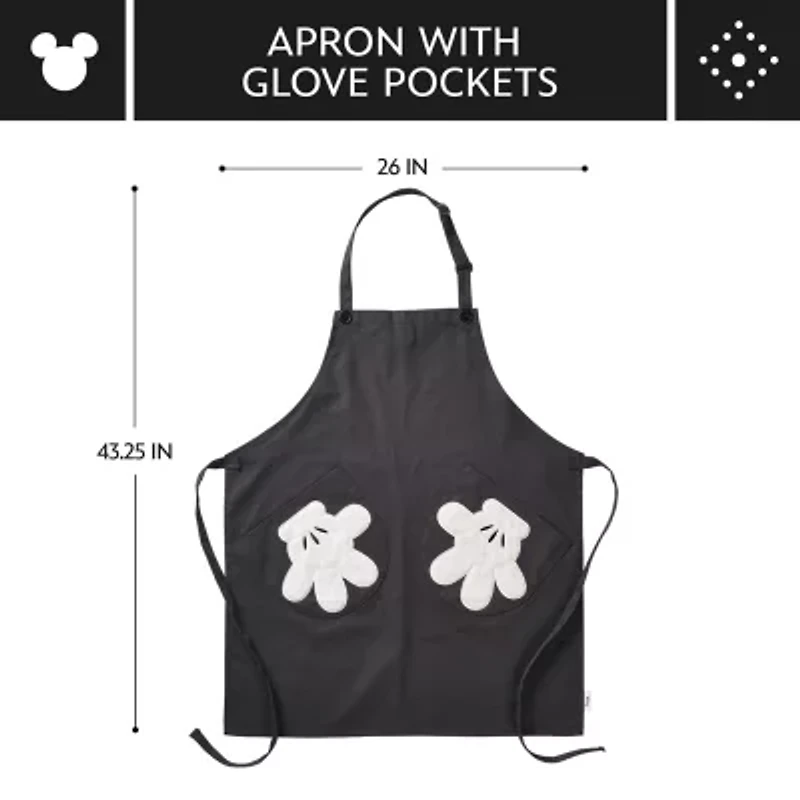 Disney Home Monochrome Adjustable Apron with Glove Pockets