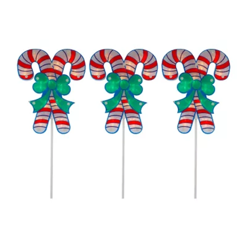 Northlight Lighted Candy Cane Pathway Markers Christmas Yard Art