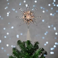Northlight Lighted Silver Tinsel Star Christmas Tree Topper