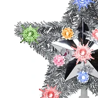Northlight 9in Prelit Silver Star Christmas Tree Topper