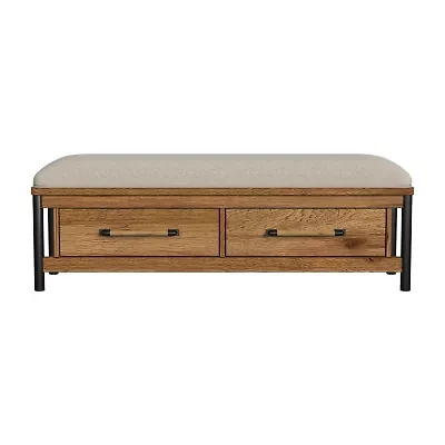 Norcross Storage Bench with Drawers in Hickory