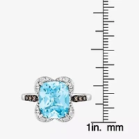 Le Vian® Grand Sample Sale™ Ring featuring 6 CT. Blue Topaz 3/8 Nude Diamonds™  1/6 Chocolate Diamonds® set 14K Vanilla Gold®