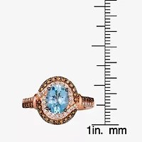 Le Vian® Grand Sample Sale™ Ring featuring 1 1/2 CT. Sea Blue Aquamarine® 1/3 CT. Chocolate Diamonds® 1/4 CT. Nude Diamonds™ set in 14K Strawberry Gold®