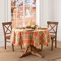 Elrene Home Fashions Hawley Plaid Harvest Cotton Round Tablecloth
