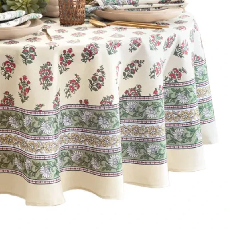 Elrene Home Fashions Nomad Harvest Block Print Round/Oval Tablecloth
