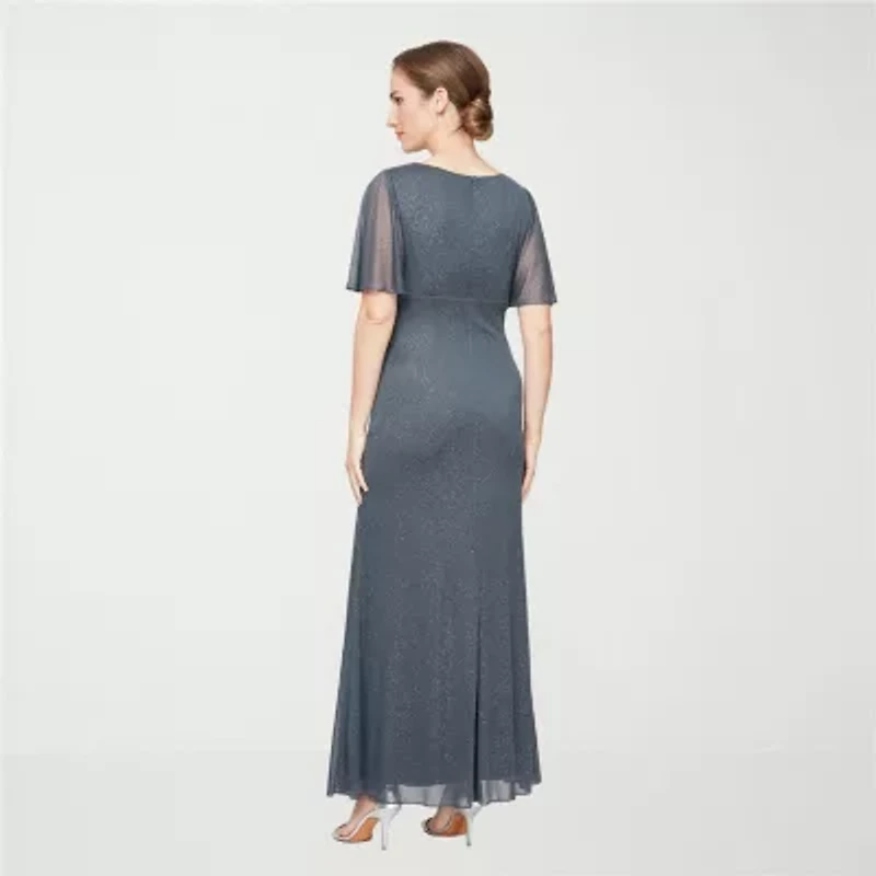 S. L. Fashions Womens Embellished 3/4 Sleeve Evening Gown
