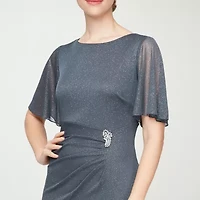 S. L. Fashions Womens Embellished 3/4 Sleeve Evening Gown