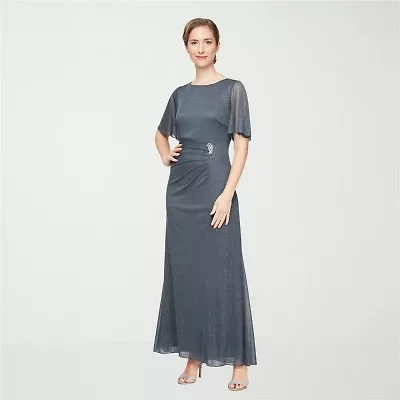 S. L. Fashions Womens Embellished 3/4 Sleeve Evening Gown