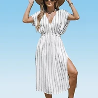 CUPSHE Womens Striped Dress Swimsuit Cover-Up