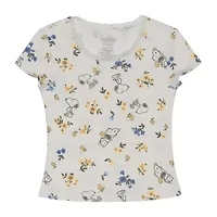 Little & Big Kid Girls Scoop Neck Short Sleeve Oversized Peanuts Graphic T-Shirt