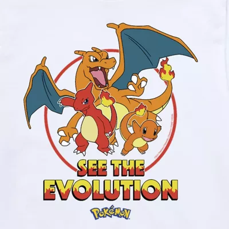 Charmander Little & Big Kid Boys Crew Neck Short Sleeve Regular Fit Pokeman Graphic T-Shirt
