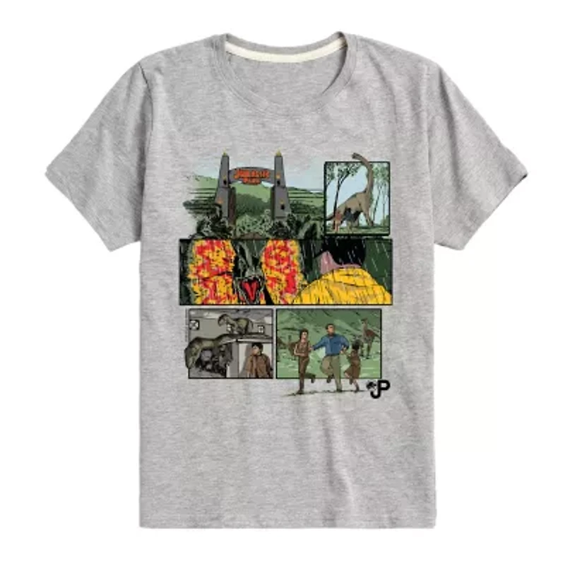 Little & Big Kid Boys Crew Neck Short Sleeve Regular Fit Jurassic World Graphic T-Shirt