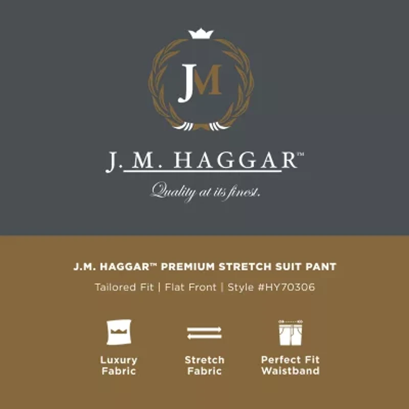 Haggar J.M. Tailored Fit Mens Plaid Stretch Fabric Flat Front Suit Pant