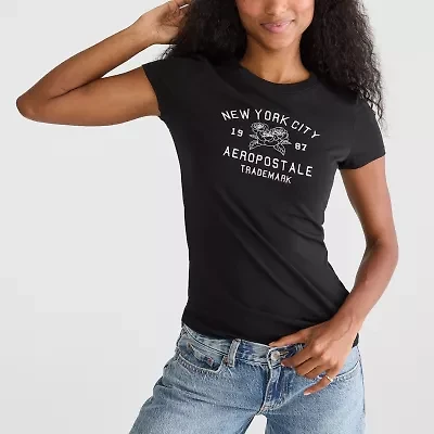 AEROPOSTALE Womens Round Neck Short Sleeve Regular Fit Juniors Graphic T-Shirt