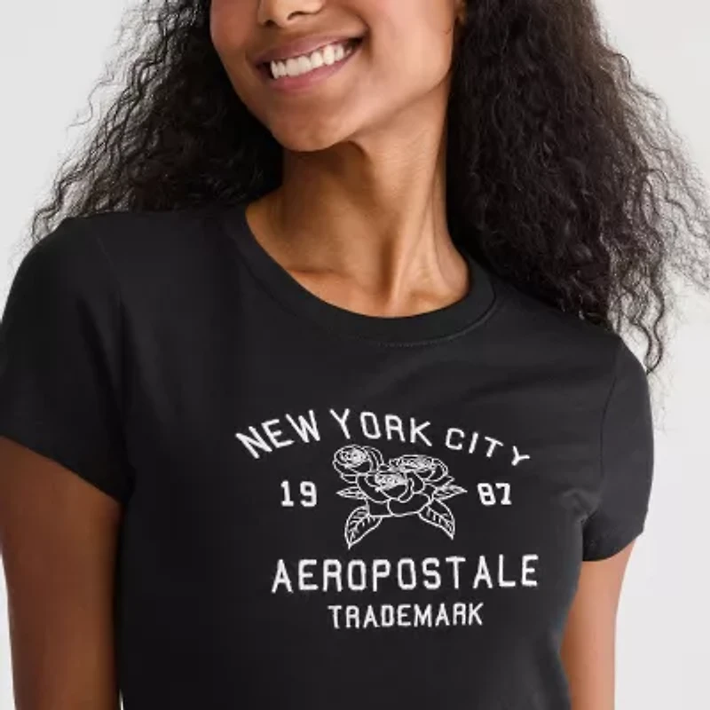 AEROPOSTALE Womens Juniors Round Neck Short Sleeve Regular Fit Graphic T-Shirt