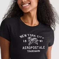 AEROPOSTALE Womens Juniors Round Neck Short Sleeve Regular Fit Graphic T-Shirt