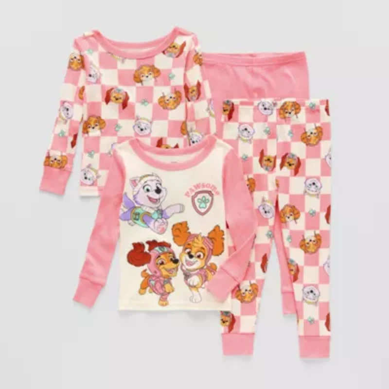 Toddler Girls Paw Patrol Crew Neck Long Sleeve 4-pc. Pajama Sets