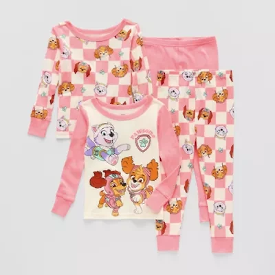 Toddler Girls Paw Patrol Crew Neck Long Sleeve 4-pc. Pajama Sets