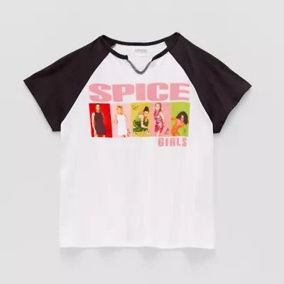 Spice Girls Little & Big Kid Split Crew Neck Short Sleeve Regular Fit Graphic T-Shirt