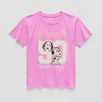 Little & Big Kid Girls Round Neck Short Sleeve Oversized Peanuts Graphic T-Shirt