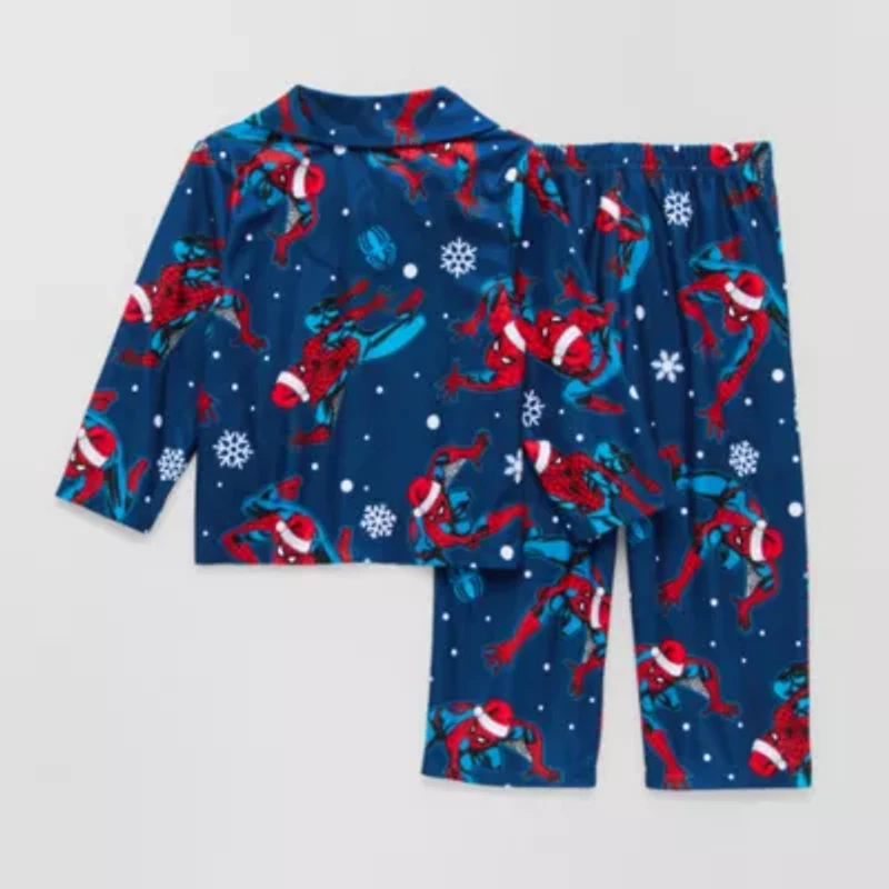 Disney Collection Toddler Boys Spiderman Crew Neck Long Sleeve 2-pc. Pajama Sets