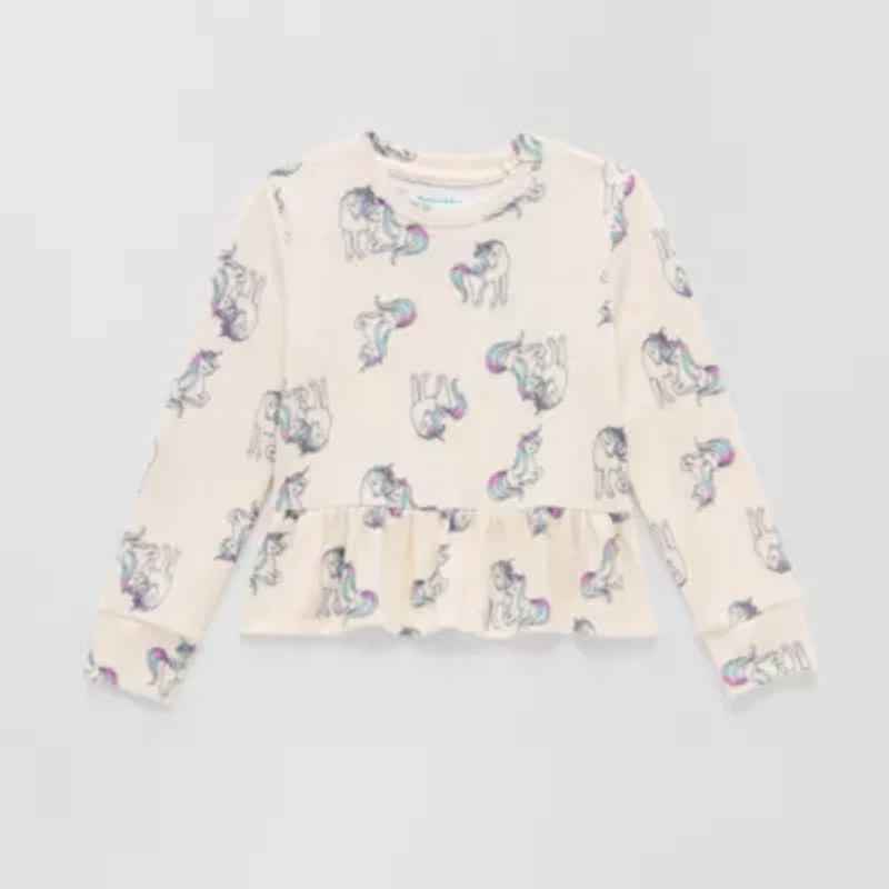 Thereabouts Little Girls Round Neck Long Sleeve Sweatshirt