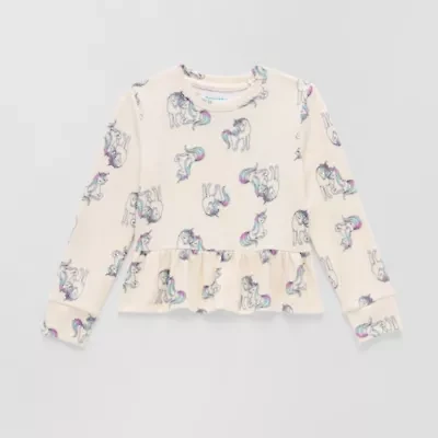 Thereabouts Little Girls Round Neck Long Sleeve Sweatshirt