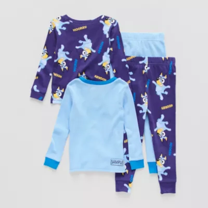 Toddler Boys Bluey Crew Neck Long Sleeve 4-pc. Pajama Sets