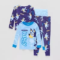 Toddler Boys Bluey Crew Neck Long Sleeve 4-pc. Pajama Sets