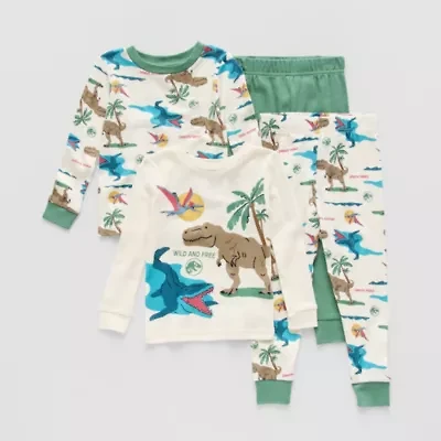 Toddler Boys Jurassic World Crew Neck Long Sleeve 4-pc. Pajama Sets