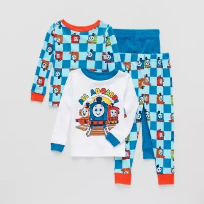 Toddler Boys Thomas and Friends Crew Neck Long Sleeve 4-pc. Pajama Sets