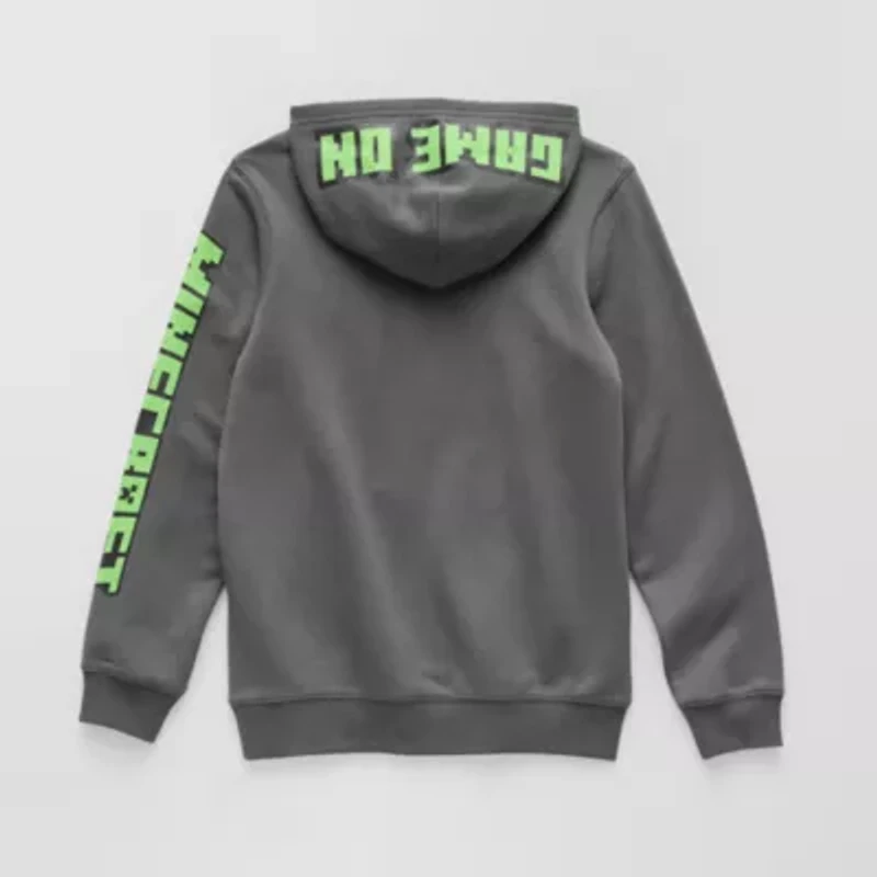 Little & Big Kid Boys Long Sleeve Minecraft Fleece Hoodie